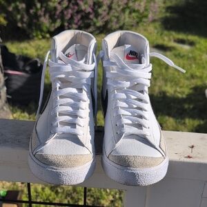 Nike White and Gray High-Top Sneakers